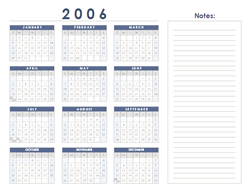 2006 calendar template