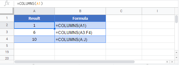 COLUMNS Google Function