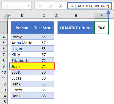 How to use QUARTILE