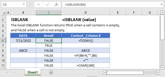 ISBLANK Formula Main Function