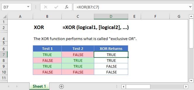 Excel Xor Function If Xor Statements