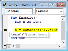 vba mouse over value in break mode