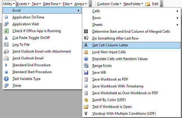 vba automacro column letter function