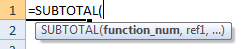 subtotal formula syntax