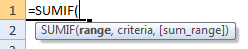 sumif formula syntax