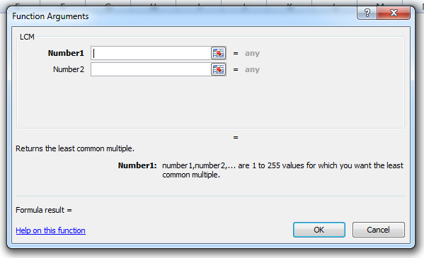 how to use the lcm function in excel