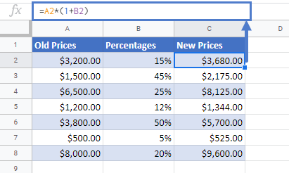 Percentage Increase Google Sheets