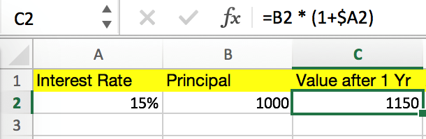 excel formula on mac for change in interest rate