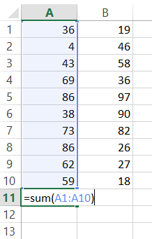 Sum Cells in All Rows Containing Data