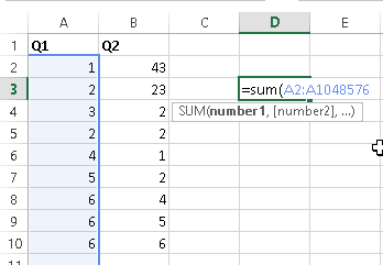 Sum Entire Columns or Rows Except the Header