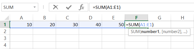 Use the Sum Function in Excel to Add Up a Row