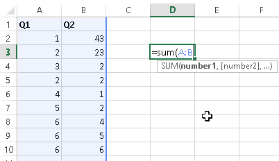 Sum Multiple Columns At Once in Excel