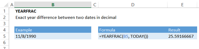 calculate age of person in excel