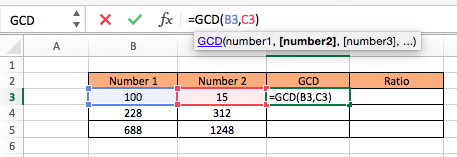 GCD Function to Calculate Ratio