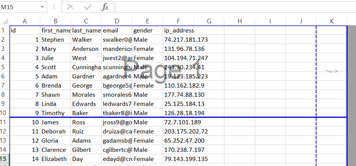 insert horizontal row page break excel vba