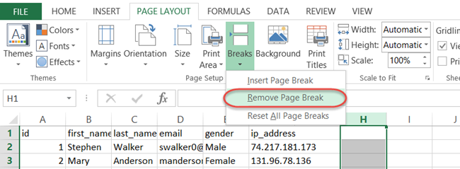 remove column page breaks excel vba