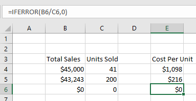 iferror excel formula example