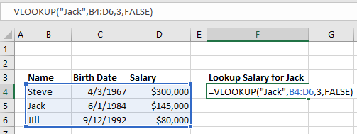 excel vlookup function example