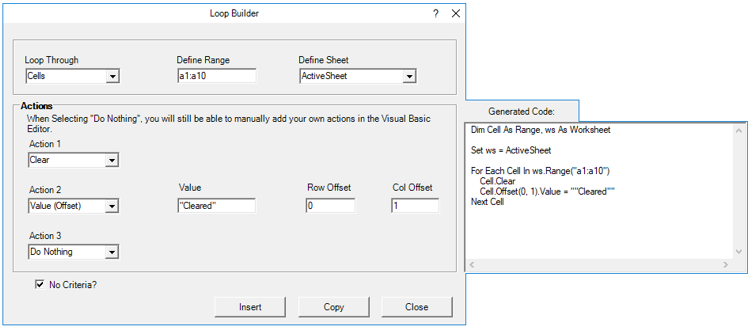 vba loop builder