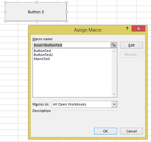 assign an excel macro to a button