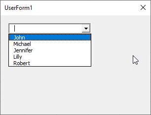 vba combobox in userform