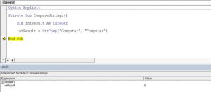 vba compare strings strcomp binary