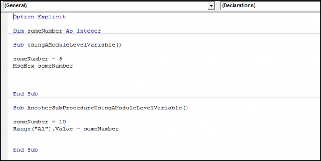 Vba global variable automate excel