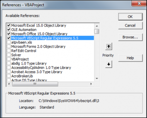 Adding the Reference For the Regex Expressions in VBA