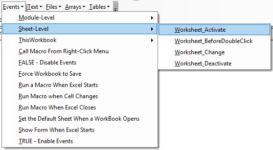 vba events code examples