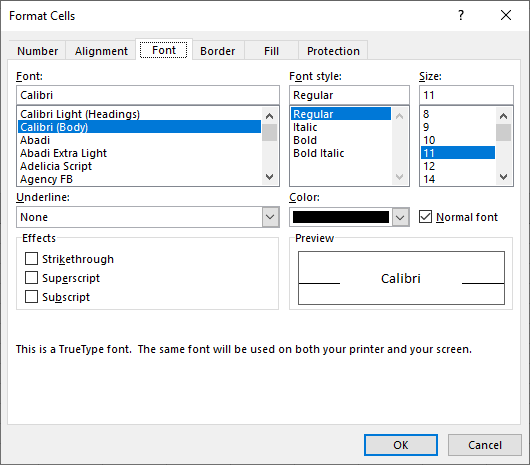 cell formatting menu excel