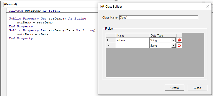 vba class builder