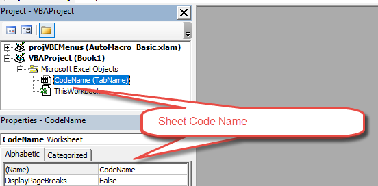 vba sheet code name