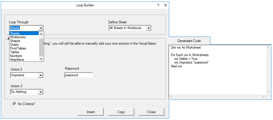 vba loop builder