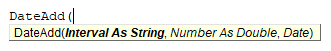 vba dateadd syntax