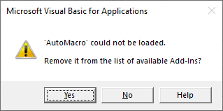 vba addin could not be loaded