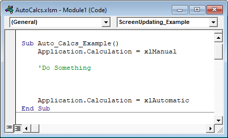 vba disable automatic calculations