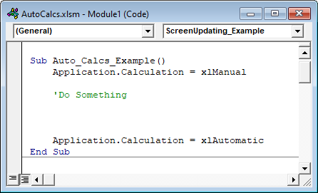 Turn Automatic Calculations Off Or On Vba Code Examples