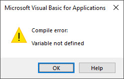 vba compile error variable
