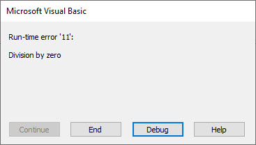 stop vba code on error