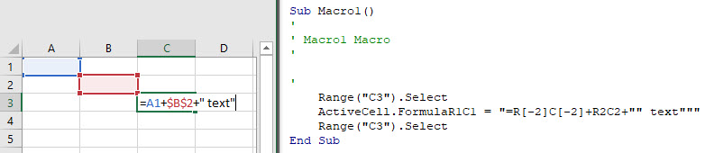 Excel vba formula value