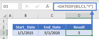 DATEDIF Years