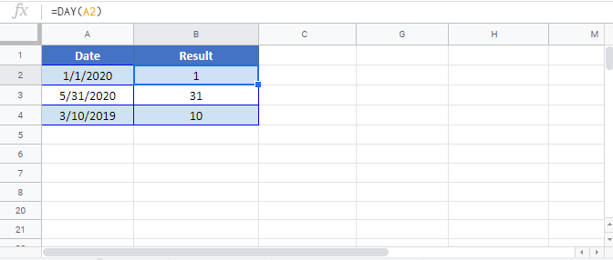 DAY google sheet