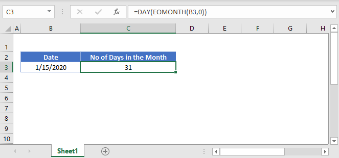 Days in month Main