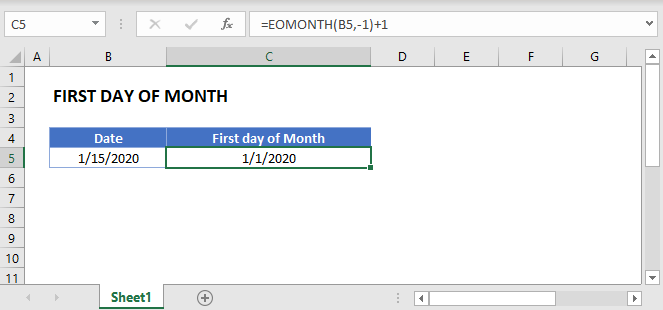 First Day of Month - Formulas in Excel and Google Sheets - Automate Excel