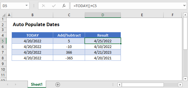 auto populate dates