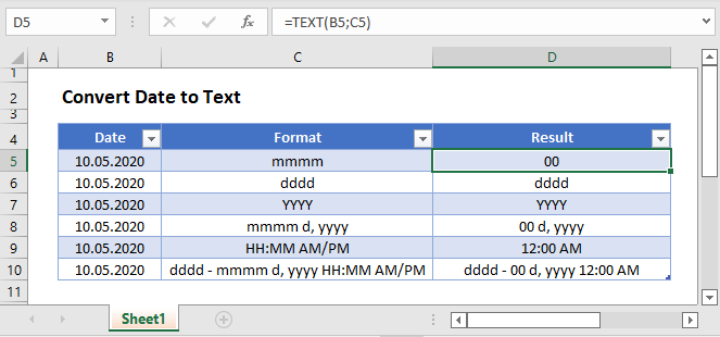 convert date to text main Func