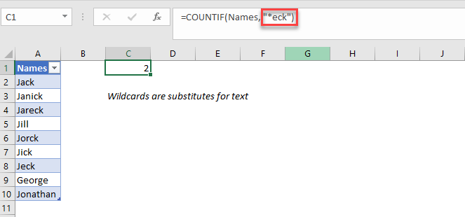 excel countif wildcard