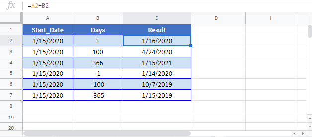 Add Days to Date Google Sheet