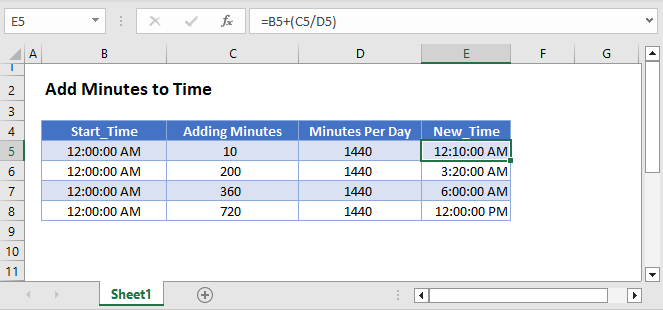Add Minutes to Time Main