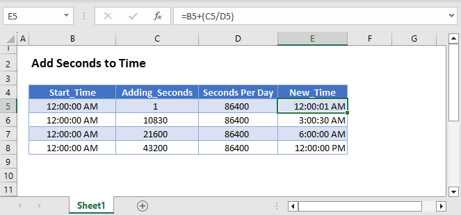 Add Seconds to Time Main Function